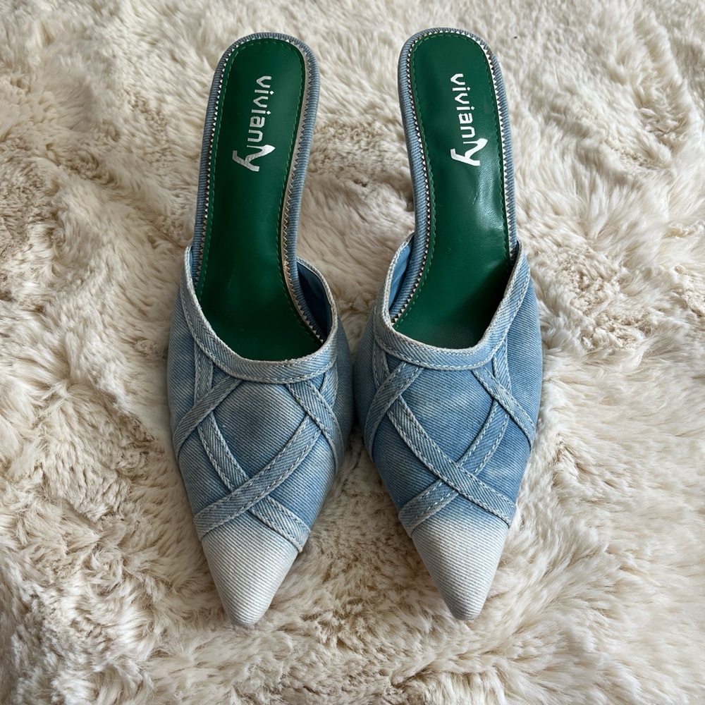Viviana Light Blue Denim Women's Mules